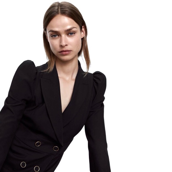 Zara NWT Black & Gold Buttoned Blazer Jumpsuit M - Picture 6 of 14